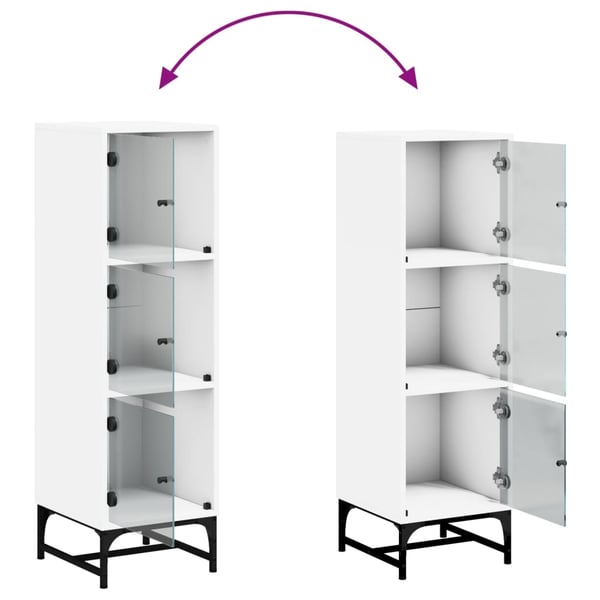 vidaXL Highboard med glassdører hvit 35x37x120 cm
