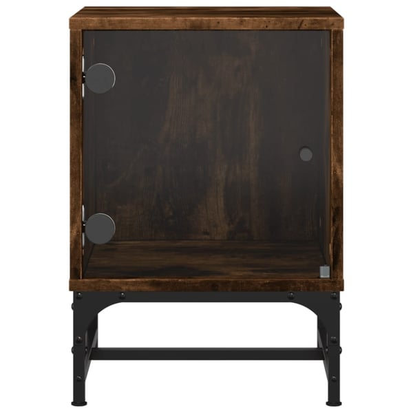 vidaXL sengeborde 2 stk. med glaslåger 35x37x50 cm røget egetræsfarve