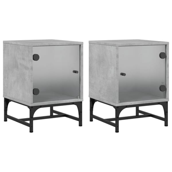 vidaXL sengeborde 2 stk. med glaslåger 35x37x50 cm betongrå