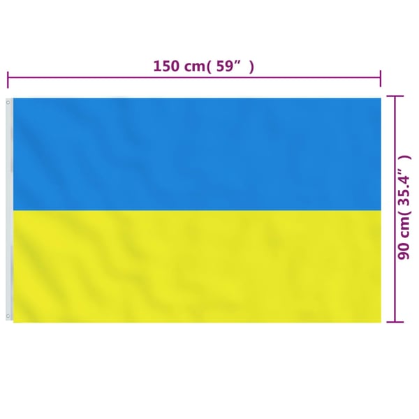 vidaXL Ukraina flagg med messingmaljer 90x150 cm
