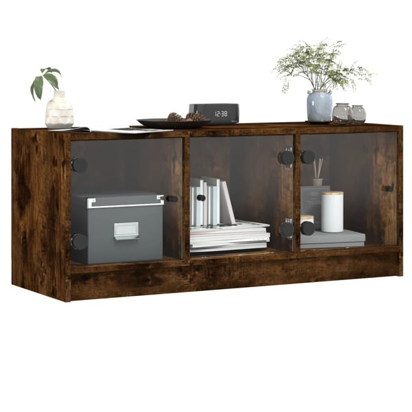 vidaXL TV-benk med dør røkt eik 102x37x42 cm
