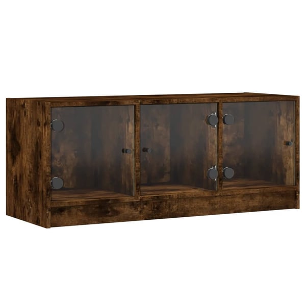 vidaXL TV-benk med dør røkt eik 102x37x42 cm