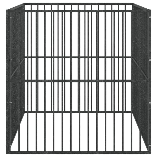 vidaXL hundegård 4 paneler galvaniseret stål sort