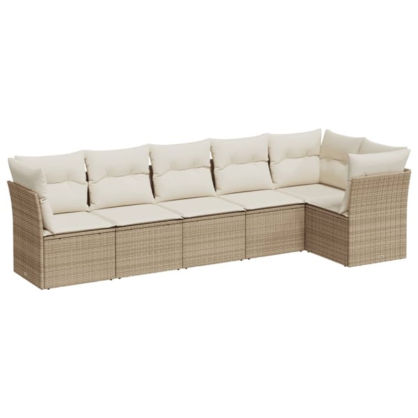 vidaXL sofasæt til haven 6 dele med hynder polyrattan beige
