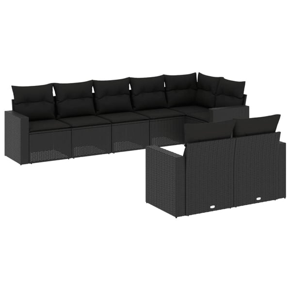 vidaXL sofasæt til haven 8 dele med hynder polyrattan sort