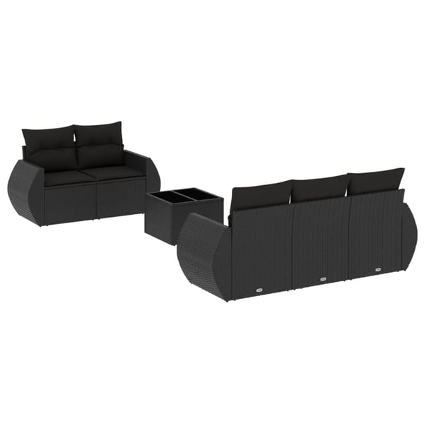 vidaXL Loungegrupp med dynor 6 delar svart konstrotting