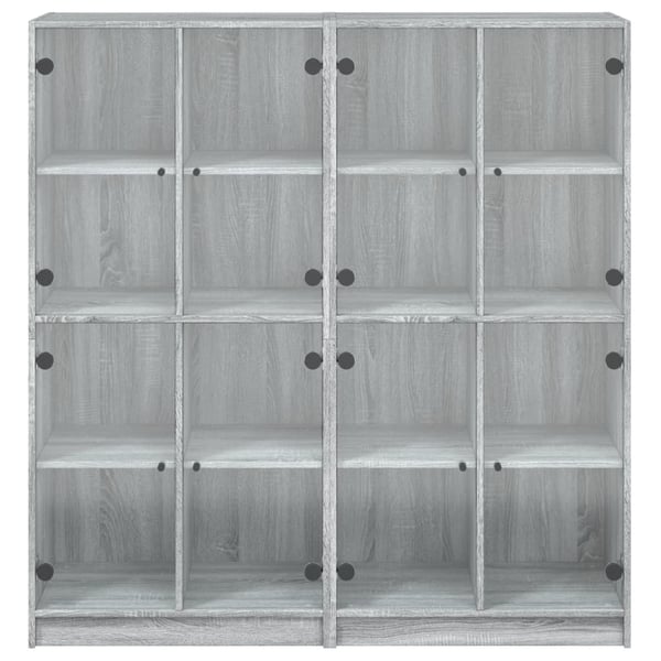 vidaXL bogreol med låger 136x37x142 cm konstrueret træ grå sonoma