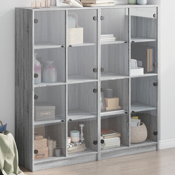 vidaXL bogreol med låger 136x37x142 cm konstrueret træ grå sonoma