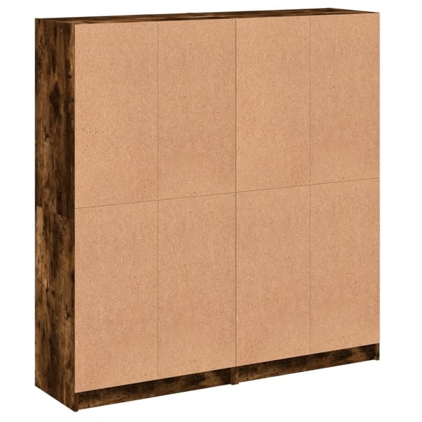 vidaXL bogreol med låger 136x37x142 cm konstrueret træ røget egetræ
