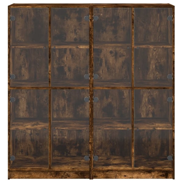 vidaXL bogreol med låger 136x37x142 cm konstrueret træ røget egetræ