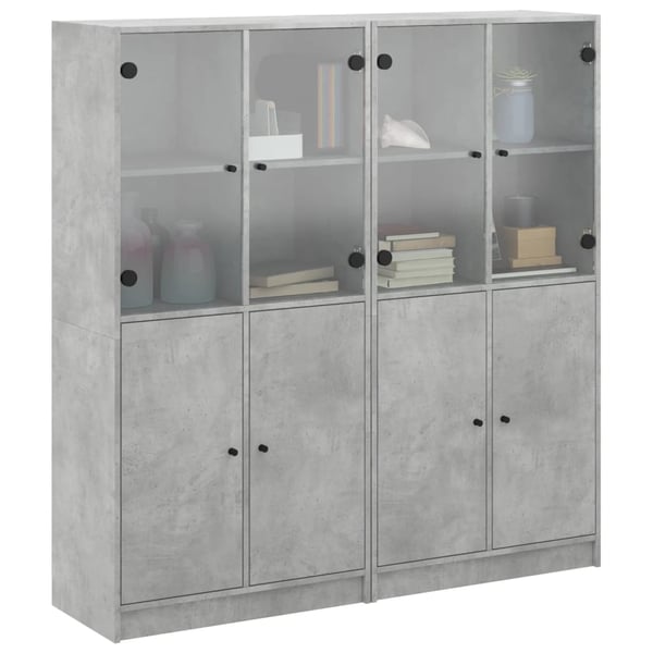 vidaXL bogreol med låger 136x37x142 cm konstrueret træ betongrå