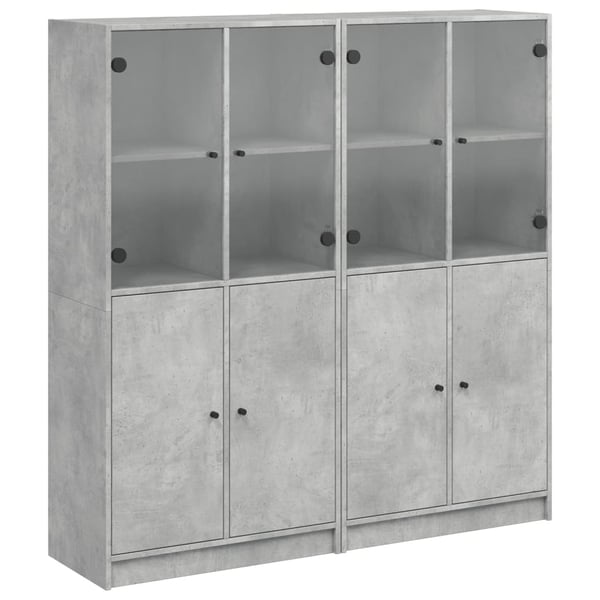 vidaXL bogreol med låger 136x37x142 cm konstrueret træ betongrå