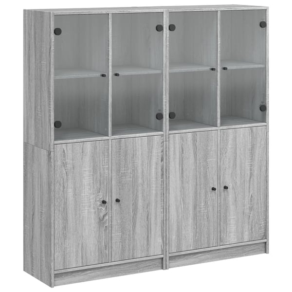 vidaXL bogreol med låger 136x37x142 cm konstrueret træ grå sonoma