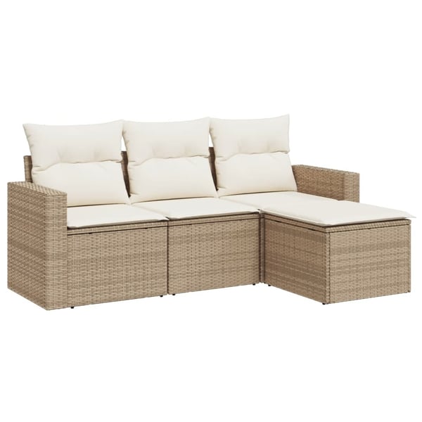 vidaXL sofasæt til haven 4 dele med hynder polyrattan beige