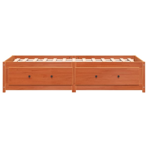 vidaXL Seng med madrass voksbrun 90x200 cm heltre furu