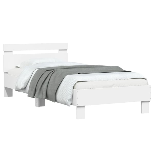vidaXL sengeramme med sengegavl og LED-lys 90x200 cm hvid