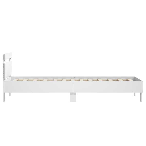 vidaXL sengeramme med sengegavl og LED-lys 90x200 cm hvid