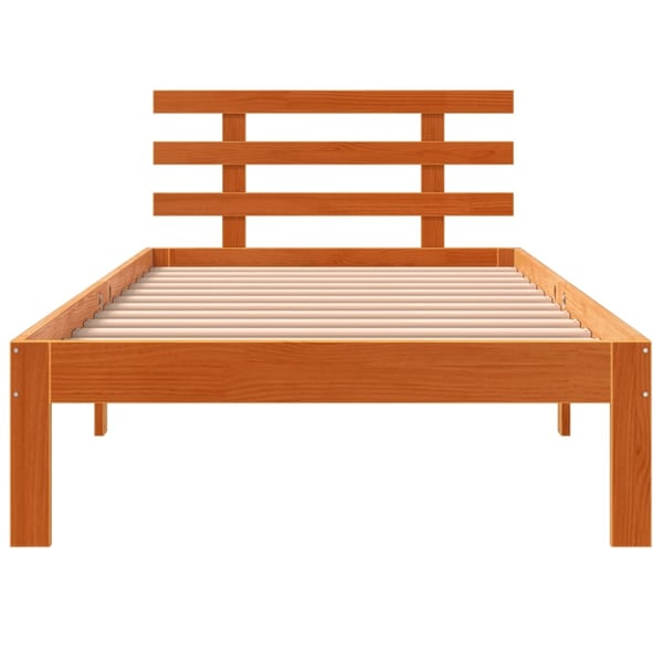 vidaXL Sengeramme uten madrass voksbrun 75x190 cm heltre furu
