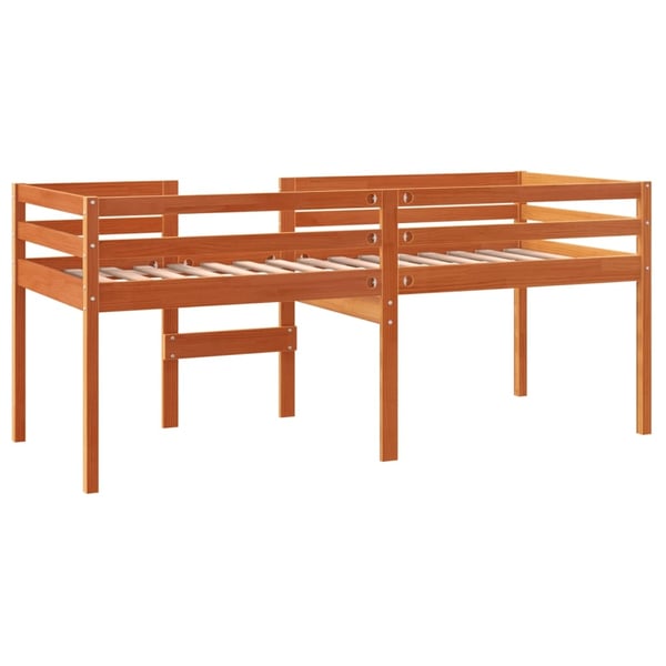 vidaXL Høyseng voksbrun 90x200 cm heltre furu