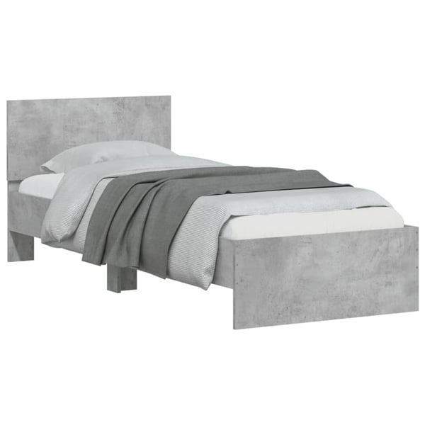 vidaXL Sengeramme med hodegavl betonggrå 90x190 cm konstruert tre