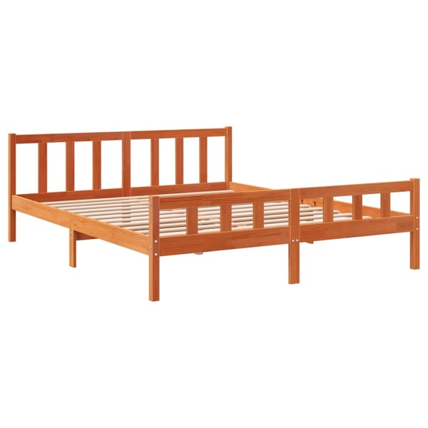 vidaXL Sengeramme uten madrass voksbrun 160x200 cm heltre furu