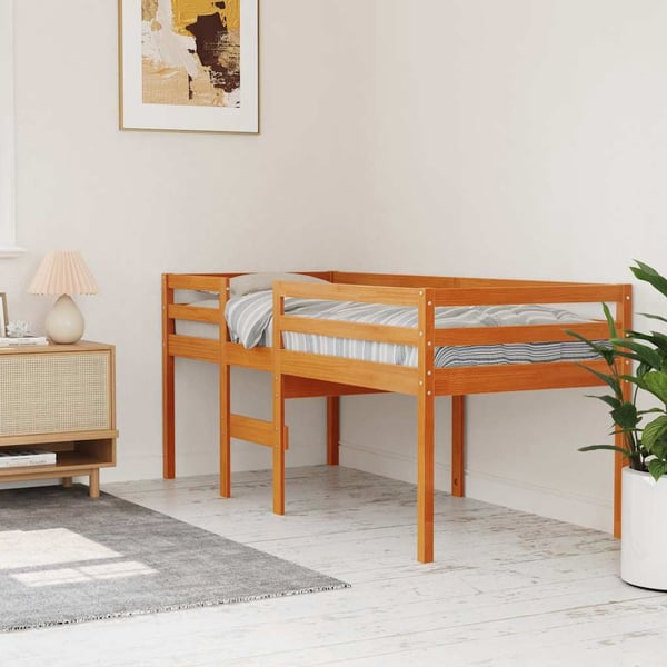 vidaXL Høyseng voksbrun 80x200 cm heltre furu