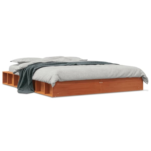 vidaXL Sengeramme uten madrass voksbrun 120x200 cm heltre furu