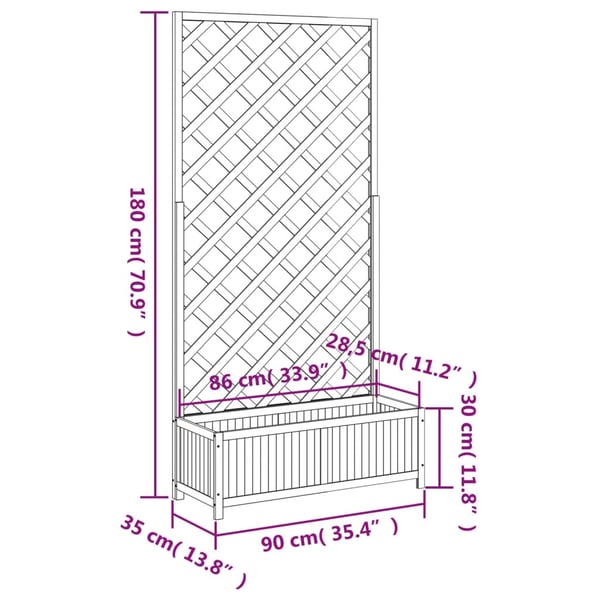 vidaXL Plantekasse med espalier svart heltre gran