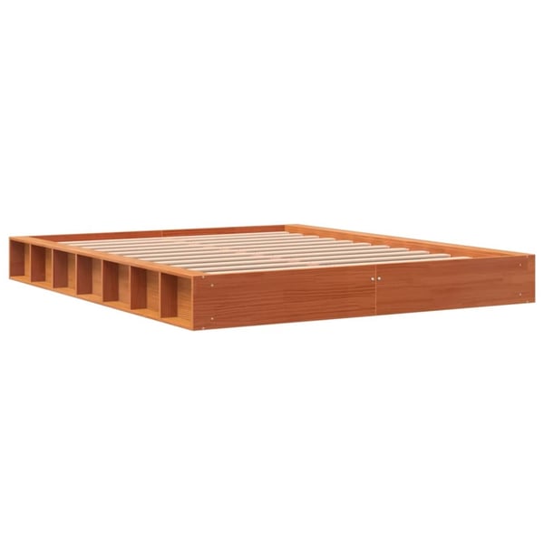 vidaXL Sengeramme uten madrass voksbrun 160x200 cm heltre furu