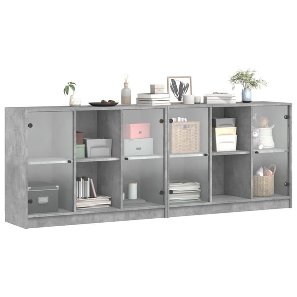 vidaXL bogreol med låger 204x37x75 cm konstrueret træ betongrå