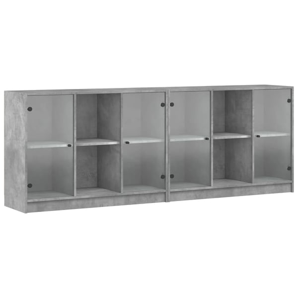 vidaXL bogreol med låger 204x37x75 cm konstrueret træ betongrå