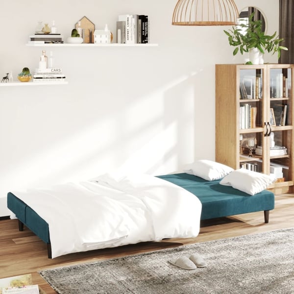 vidaXL 2-personers sovesofa fløjl blå