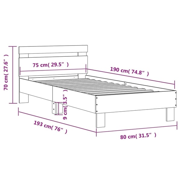 vidaXL Sengeramme med hodegavl svart 75x190 cm konstruert tre