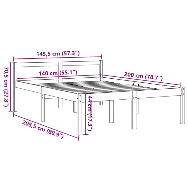 vidaXL Seniorseng voksbrun 140x200 cm heltre furu