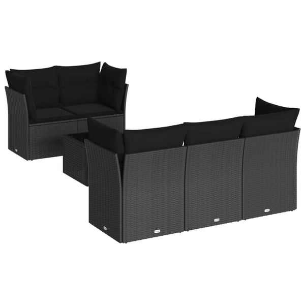vidaXL Loungegrupp med dynor 6 delar svart konstrotting