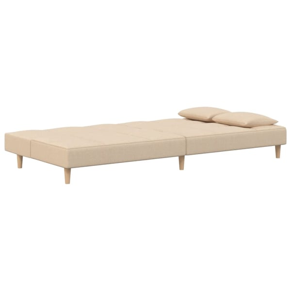 vidaXL 2-personers sovesofa med 2 puder stof cremefarvet