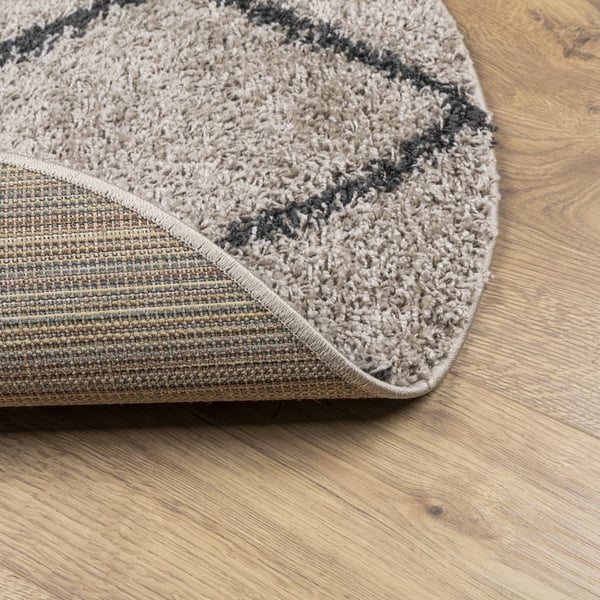 vidaXL Tykt teppe PAMPLONA høy luv moderne beige antrasitt Ø 120 cm
