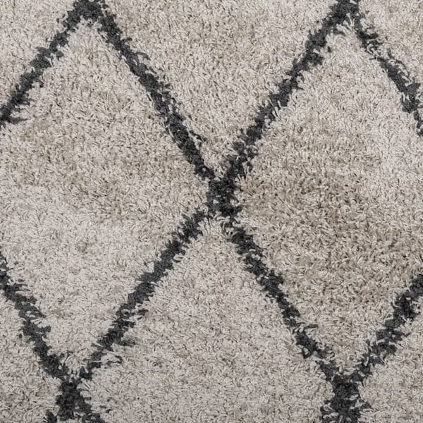 vidaXL Tykt teppe PAMPLONA høy luv moderne beige antrasitt Ø 120 cm