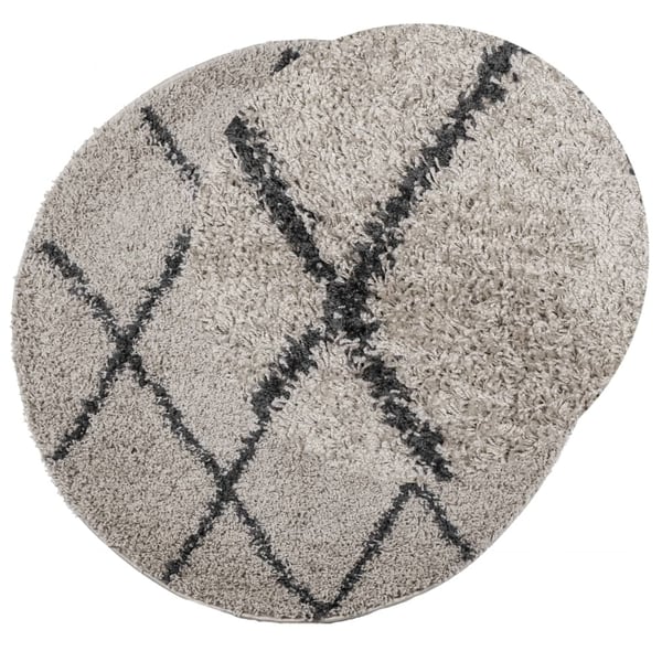 vidaXL Tykt teppe PAMPLONA høy luv moderne beige antrasitt Ø 120 cm