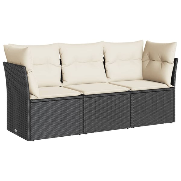vidaXL sofasæt til haven 3 dele med hynder polyrattan sort