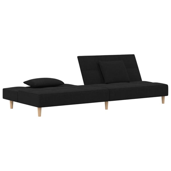 vidaXL Bäddsoffa 2-sits med två kuddar svart tyg