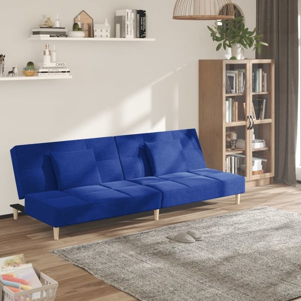 vidaXL 2-personers sovesofa med 2 puder stof blå