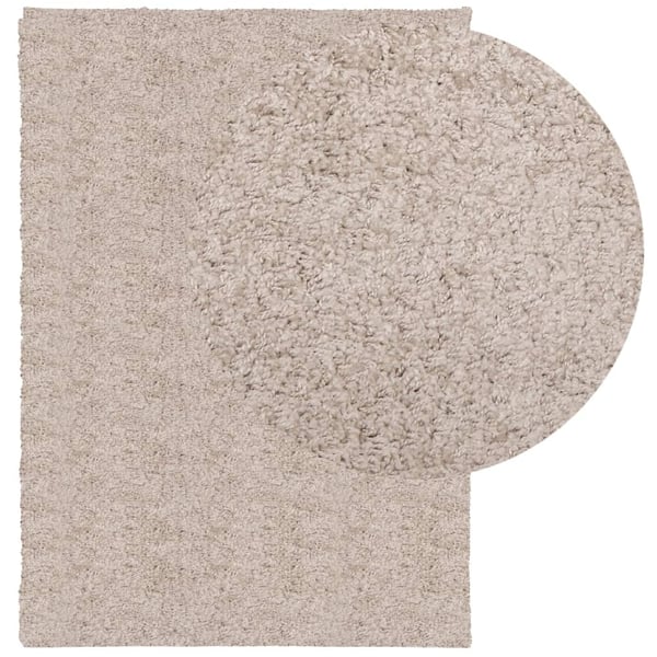 vidaXL shaggy gulvtæppe PAMPLONA 160x230 cm høj luv beige