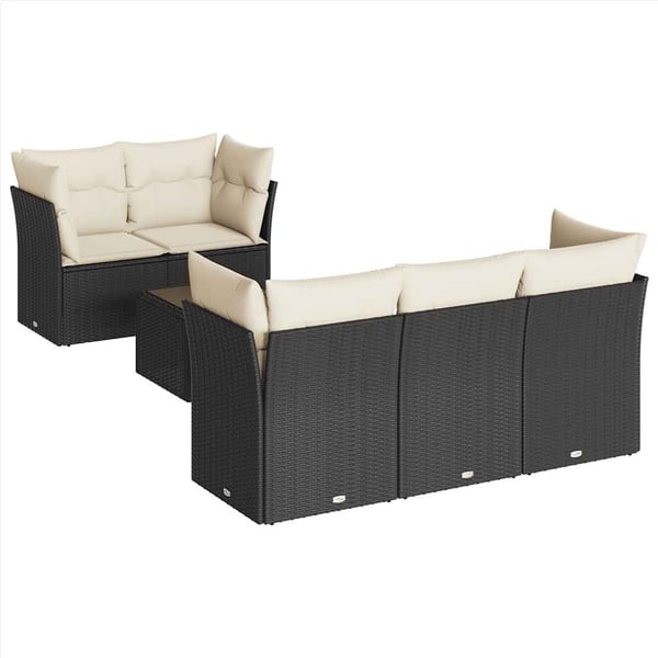 vidaXL Loungegrupp med dynor 6 delar svart konstrotting