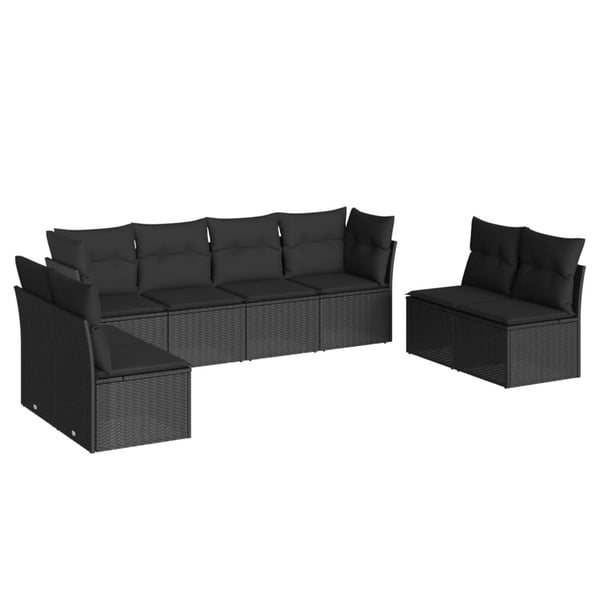 vidaXL Loungegrupp för trädgården med dynor 8 delar svart konstrotting