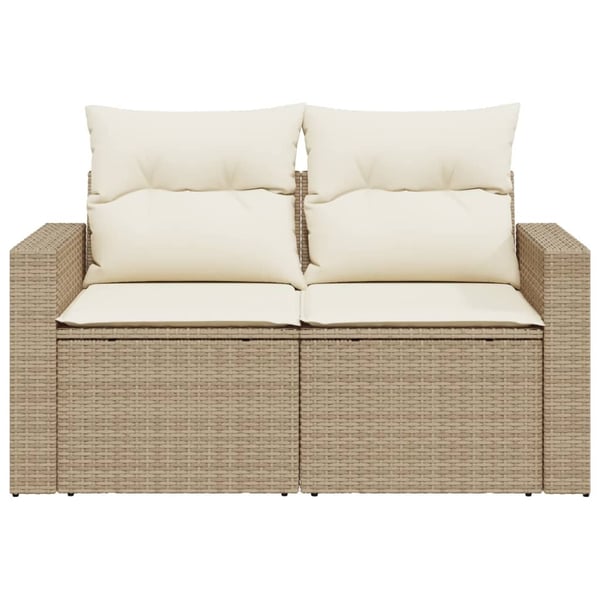 vidaXL 2-personers havesofa med hynder polyrattan beige