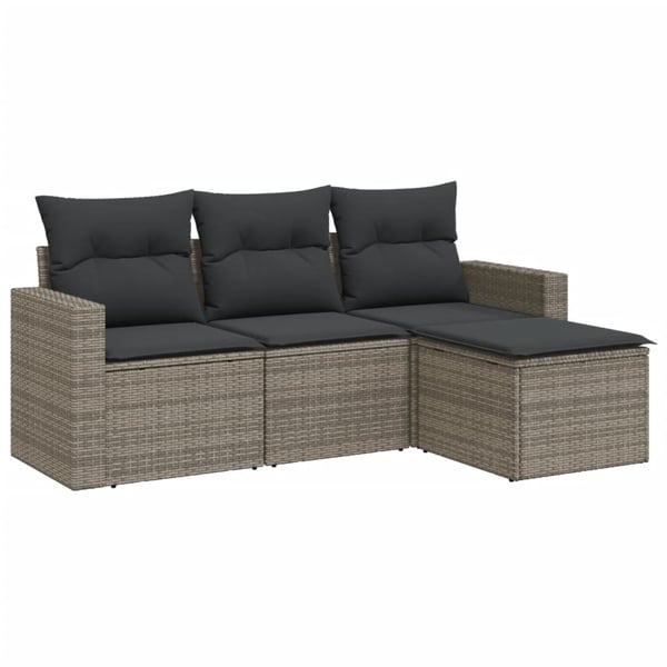 vidaXL sofasæt til haven 4 dele med hynder polyrattan grå