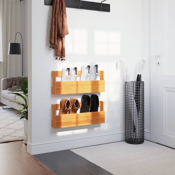 vidaXL skohylder til væg 2 stk. 59x8,5x23,5 cm massivt fyrretræ