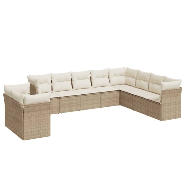 vidaXL sofasæt til haven 10 dele med hynder polyrattan beige