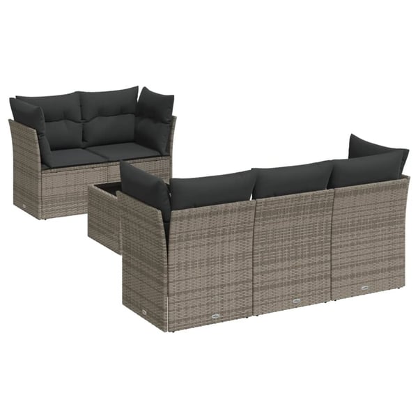 vidaXL sofasæt til haven 6 dele med hynder polyrattan grå